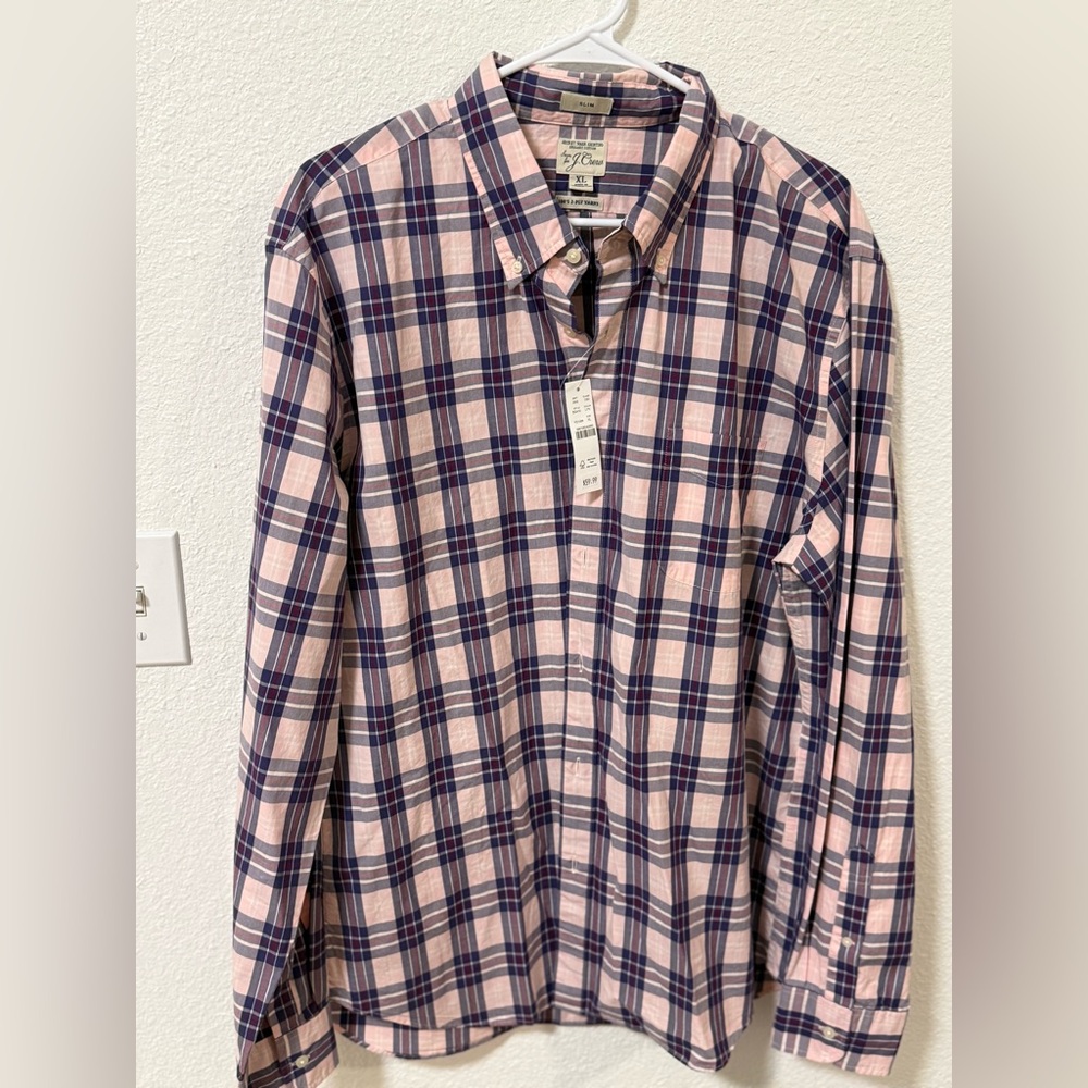 J. Crew Pink and Blue Checkered Shirt